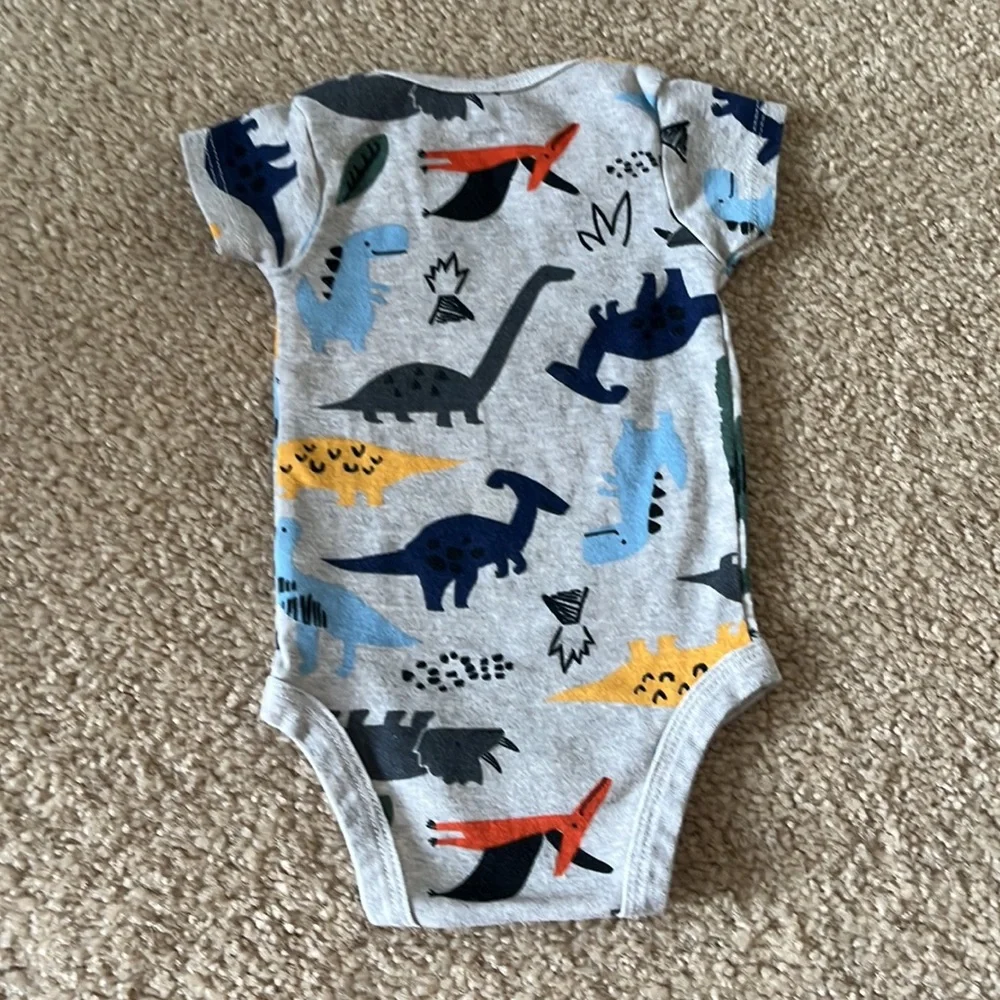 Grey 0-3M Dinosaur Onesie
